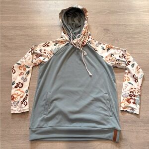 Stylish Blue and Leopard Patterned Hoodie